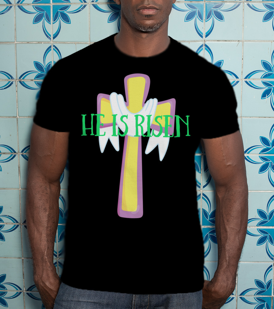 Easter He Is Risen Christian Cross Jesus Pastor Dad51 T-Shirt