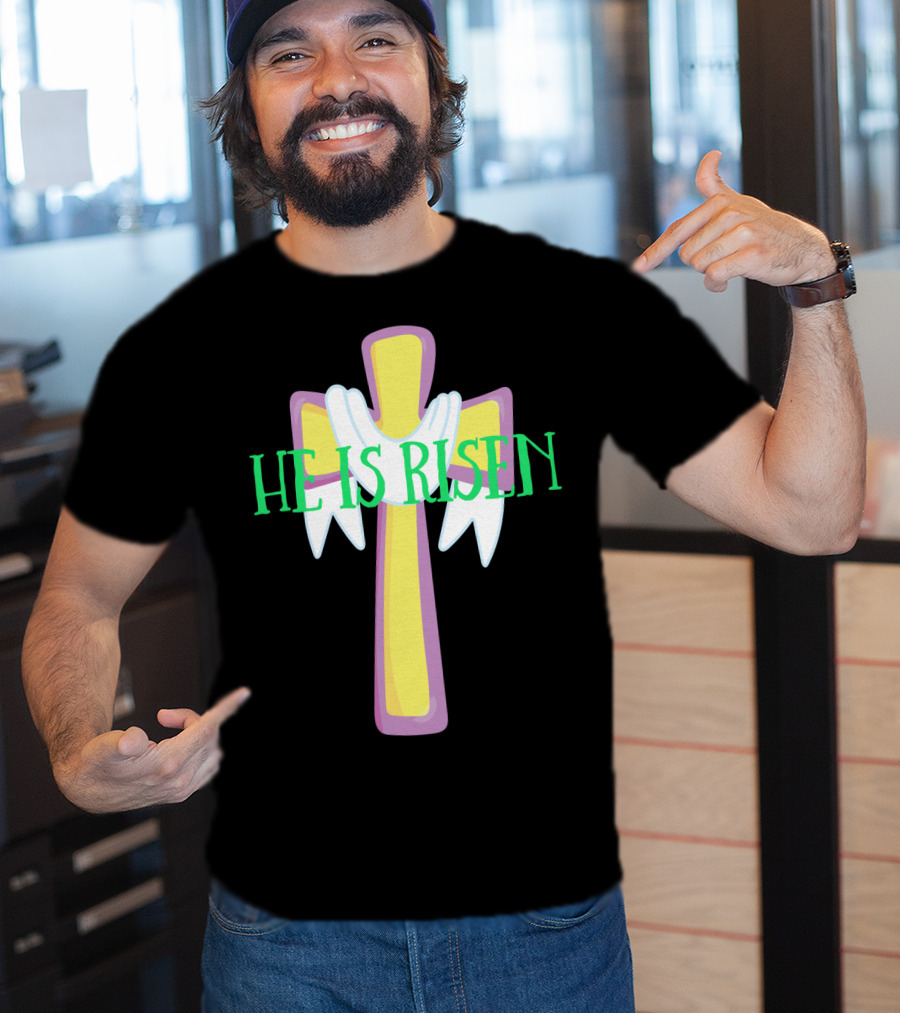 Easter He Is Risen Christian Cross Jesus Pastor Dad51 T-Shirt