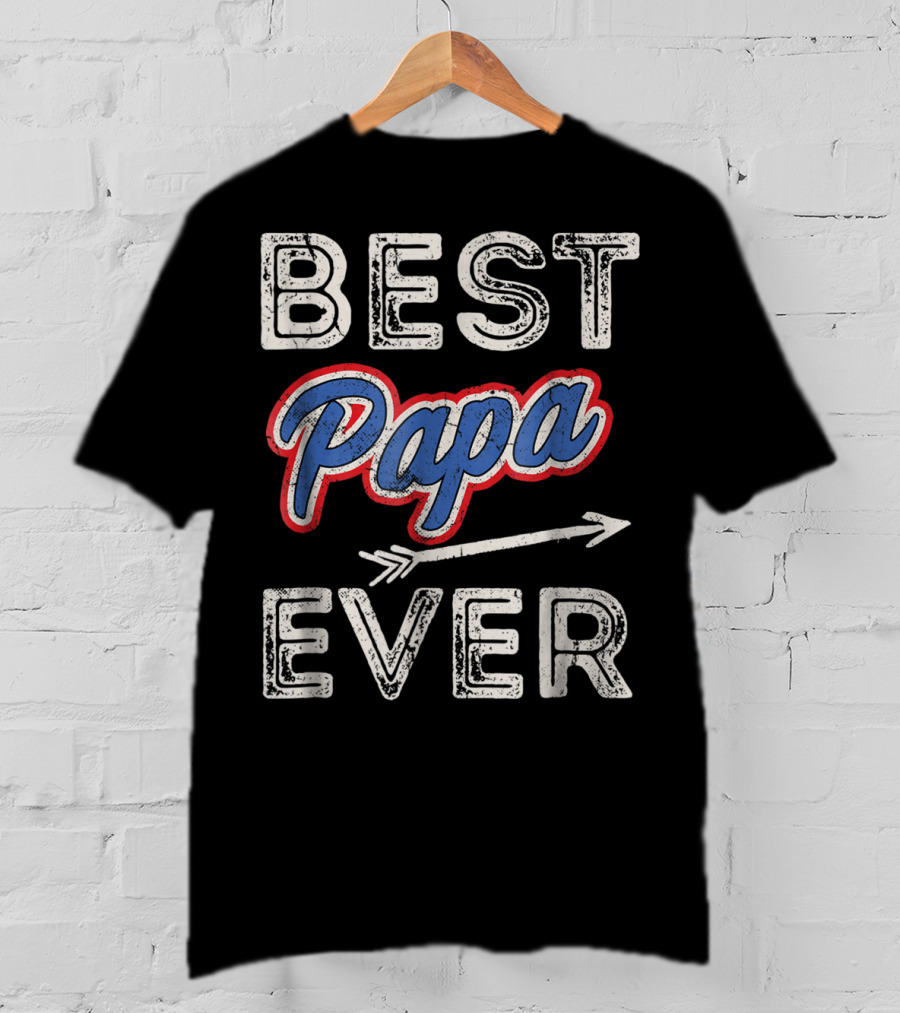 Best Papa Ever Puerto Rico Dad Retro Arrow T-Shirt