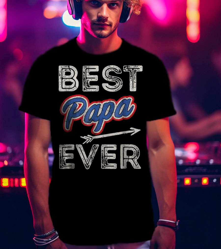 Best Papa Ever Puerto Rico Dad Retro Arrow T-Shirt