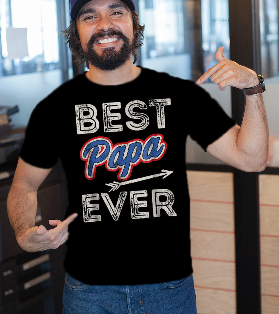 Best Papa Ever Puerto Rico Dad Retro Arrow T-Shirt