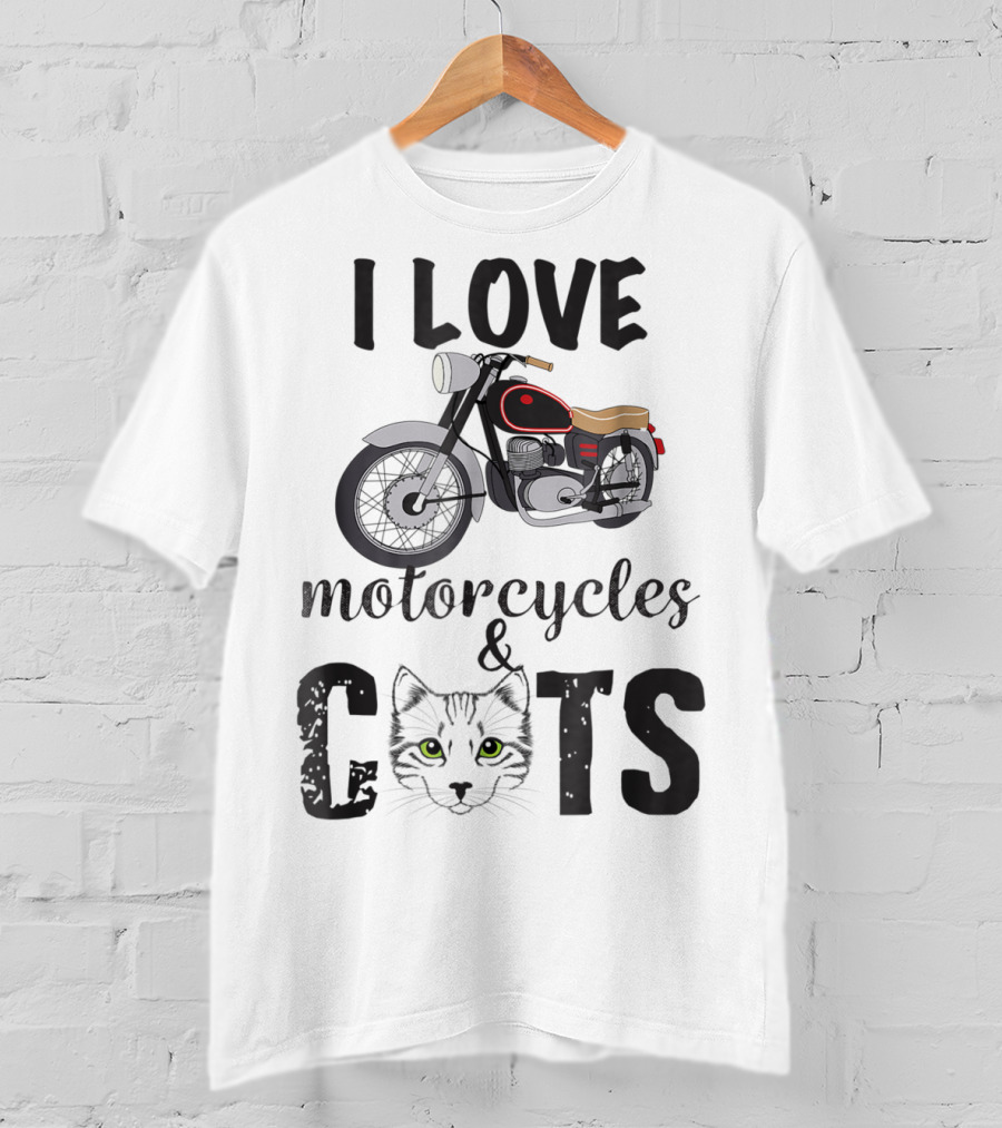I Love Motorcycles And Cats Grandpa T-Shirt