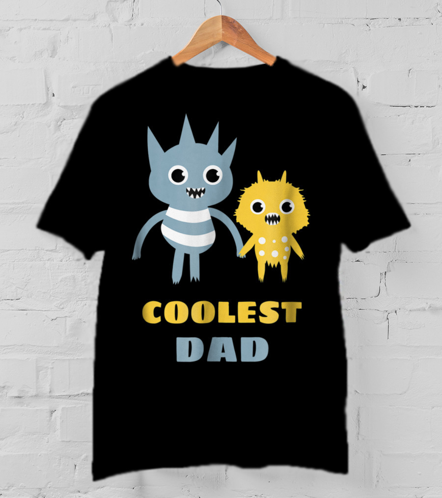 Coolest Dad Funny Monster Creatures Holding Hands T-Shirt