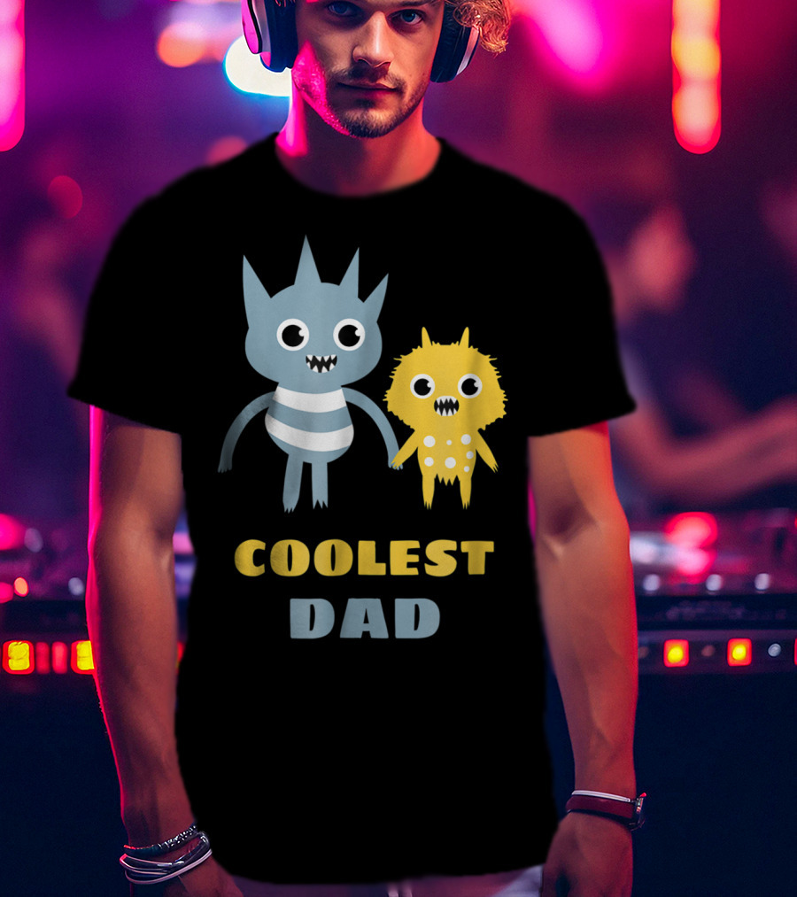 Coolest Dad Funny Monster Creatures Holding Hands T-Shirt
