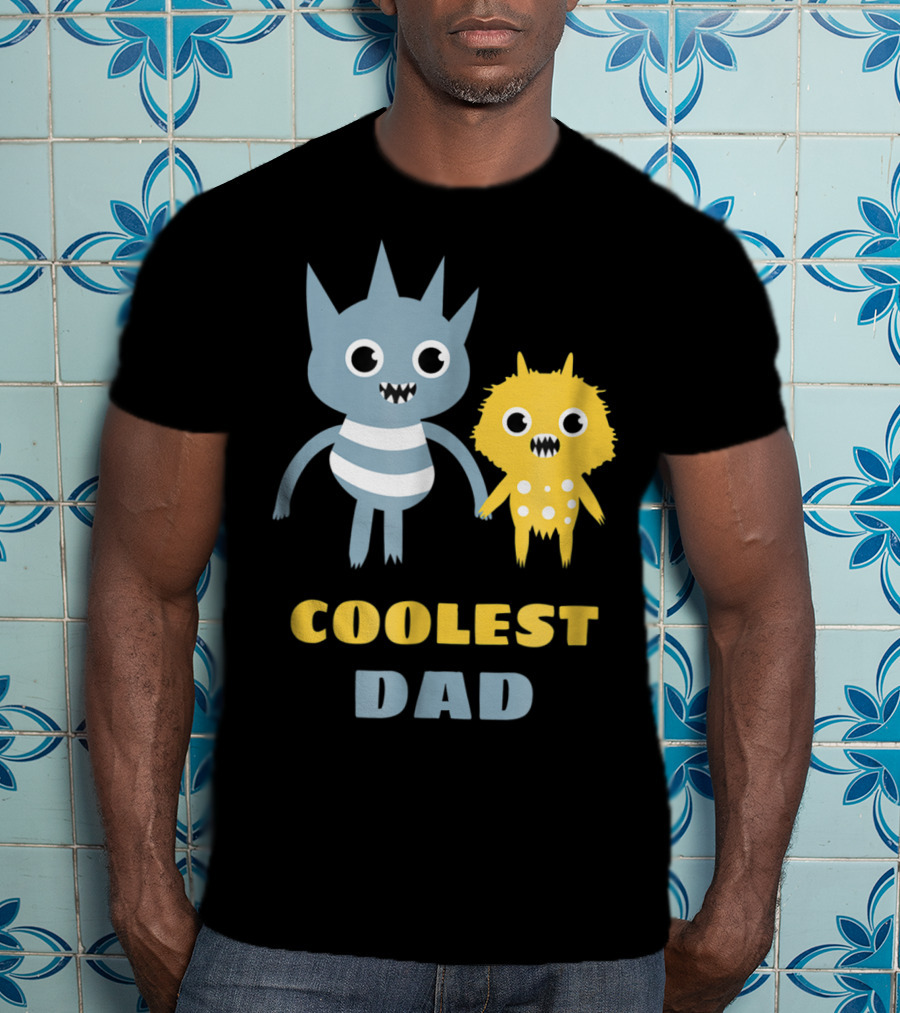 Coolest Dad Funny Monster Creatures Holding Hands T-Shirt