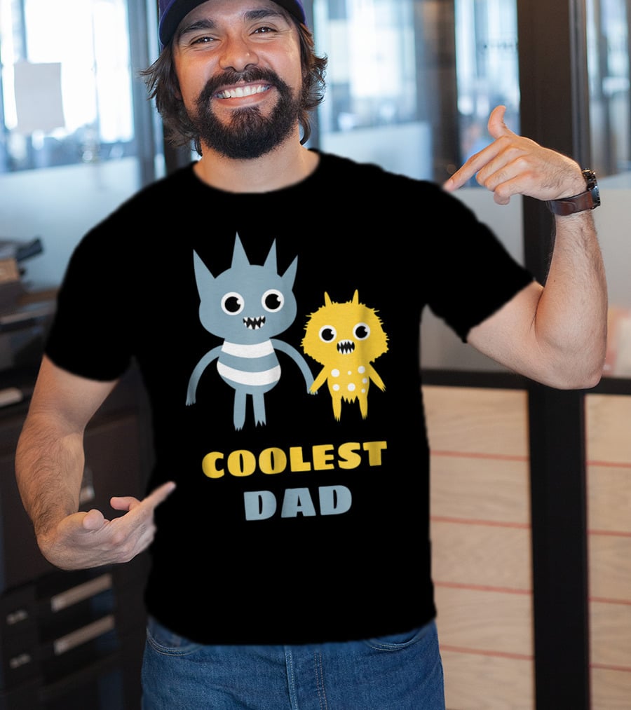 Coolest Dad Funny Monster Creatures Holding Hands T-Shirt