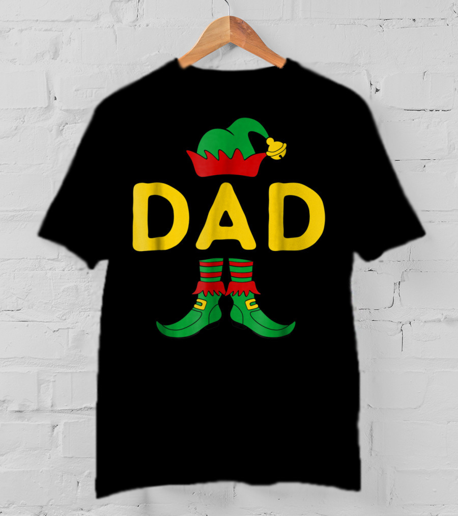 Dad Elf Christmas Hat And Shoes T-Shirt