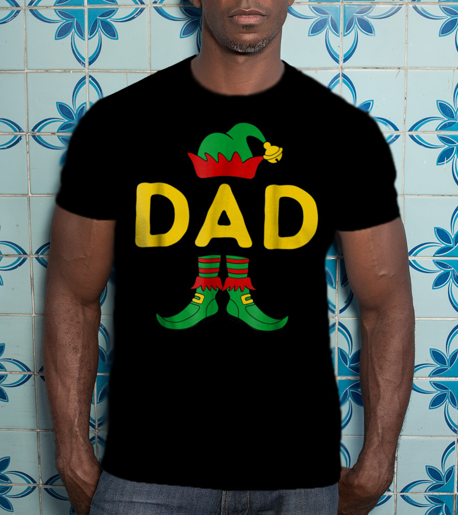 Dad Elf Christmas Hat And Shoes T-Shirt