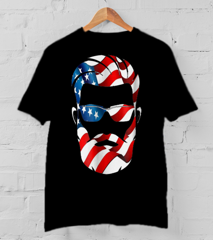 Bearded Dad US Flag Independence Day T-Shirt