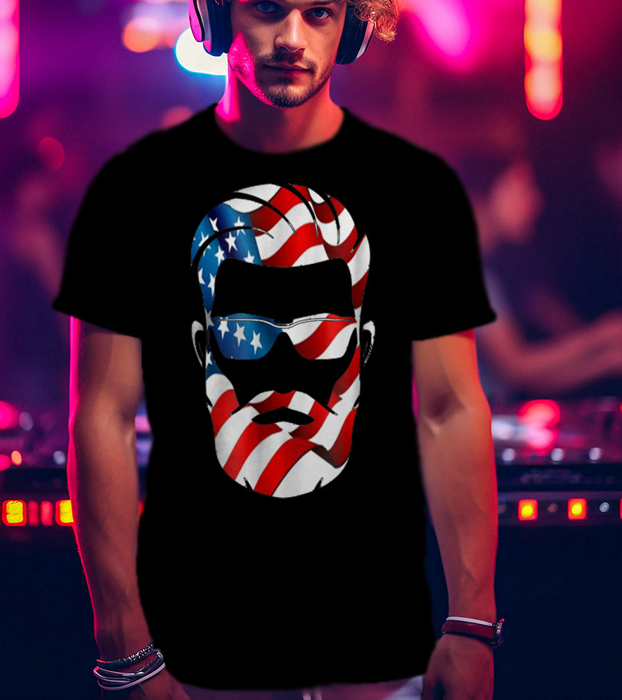 Bearded Dad US Flag Independence Day T-Shirt