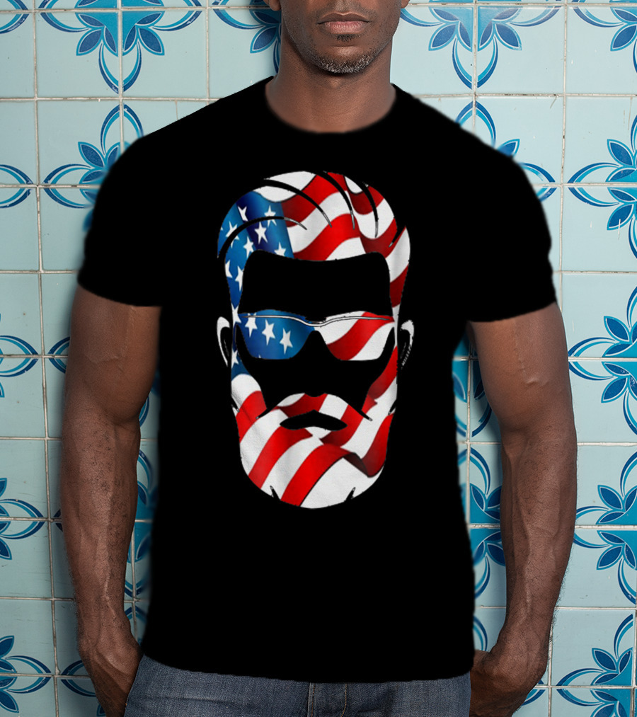 Bearded Dad US Flag Independence Day T-Shirt