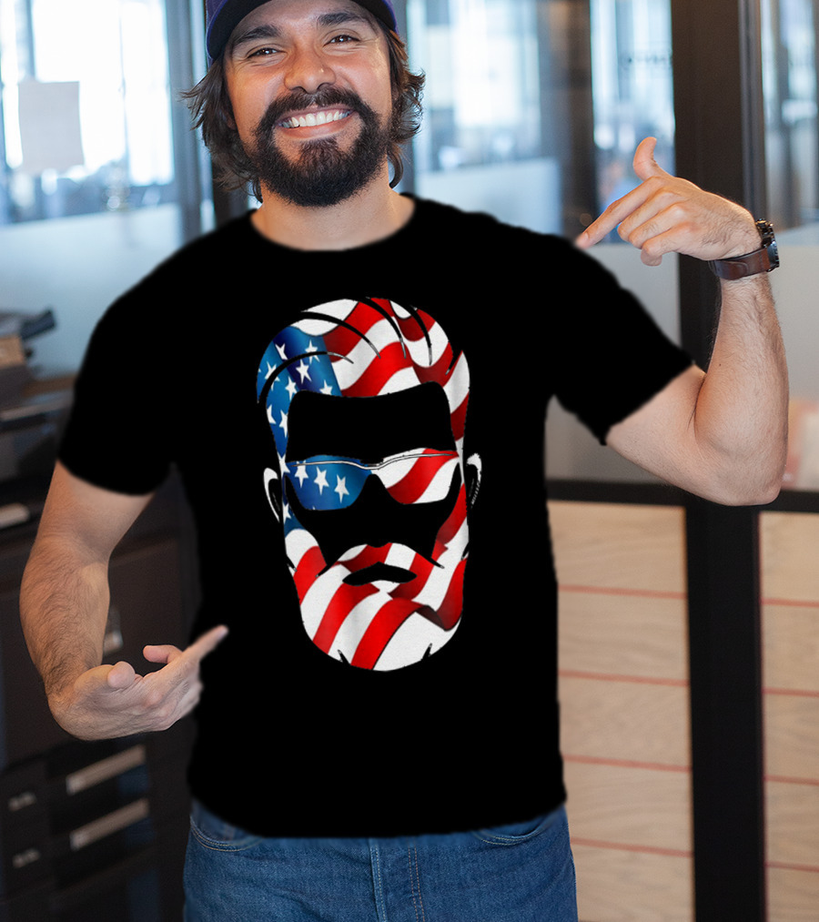 Bearded Dad US Flag Independence Day T-Shirt