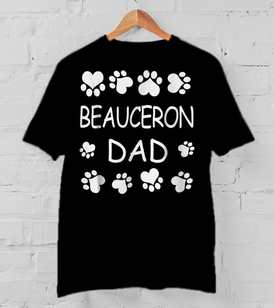 Beauceron Dad Paw Prints Lovers Christmas Birthday T-Shirt