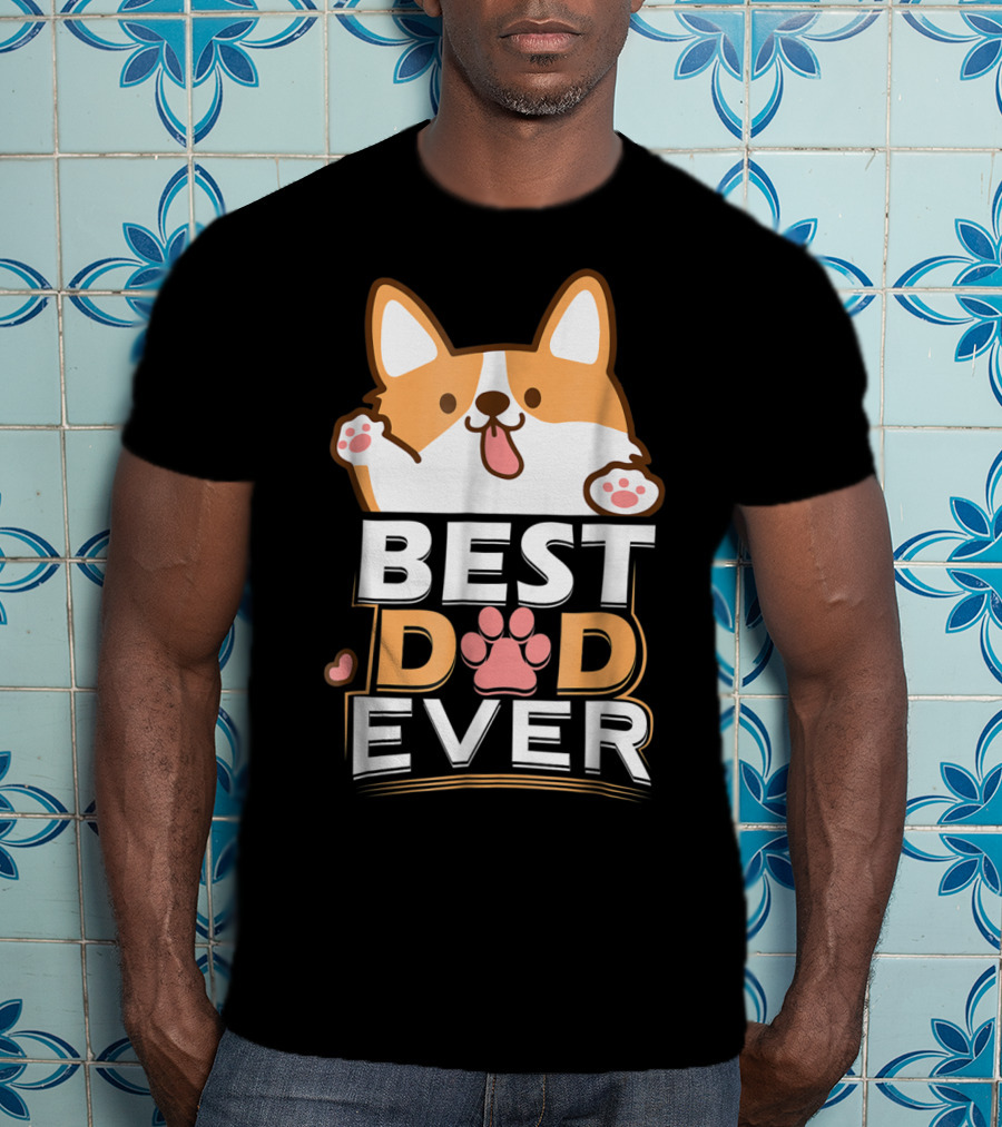 Best Dog Dad Ever Corgi Paws And Ears T-Shirt