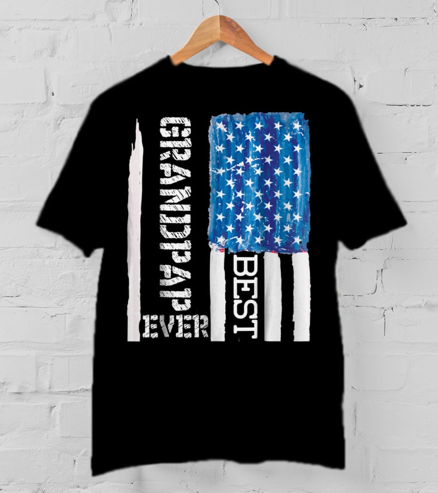 Best Grandpap Ever Distressed American Flag Design 68 T-Shirt