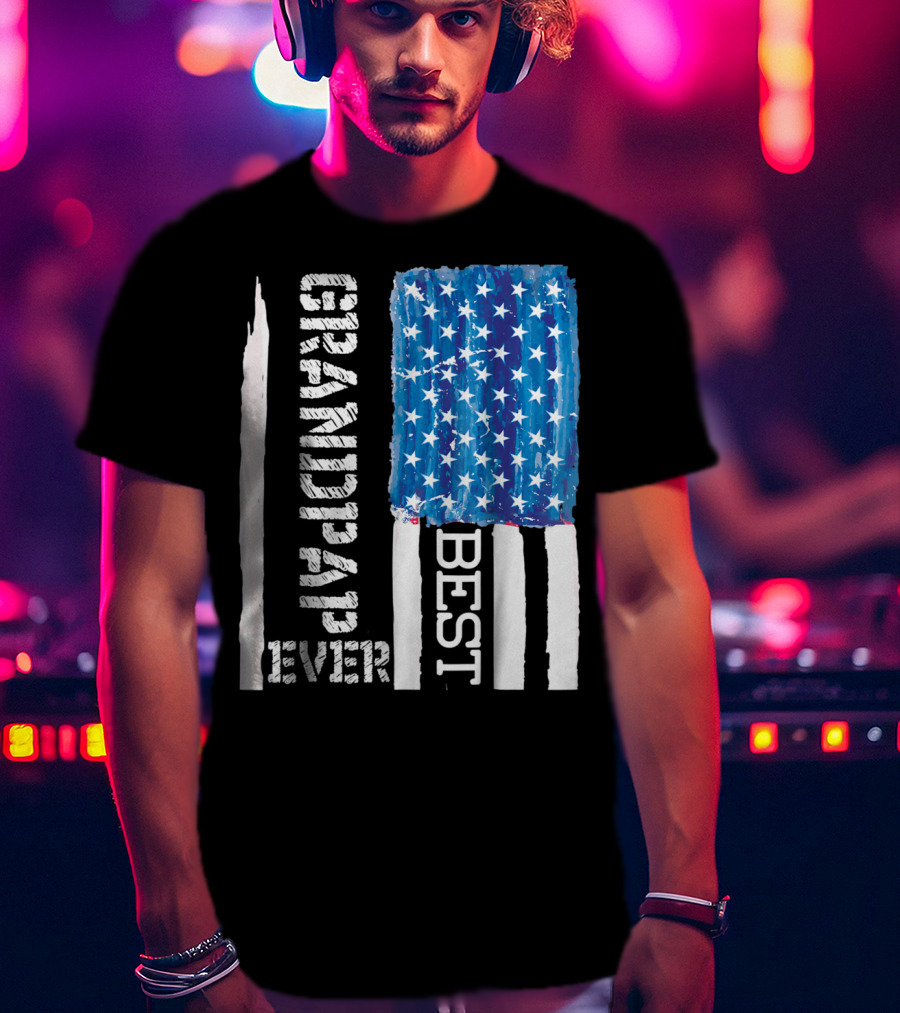 Best Grandpap Ever Distressed American Flag Design 68 T-Shirt