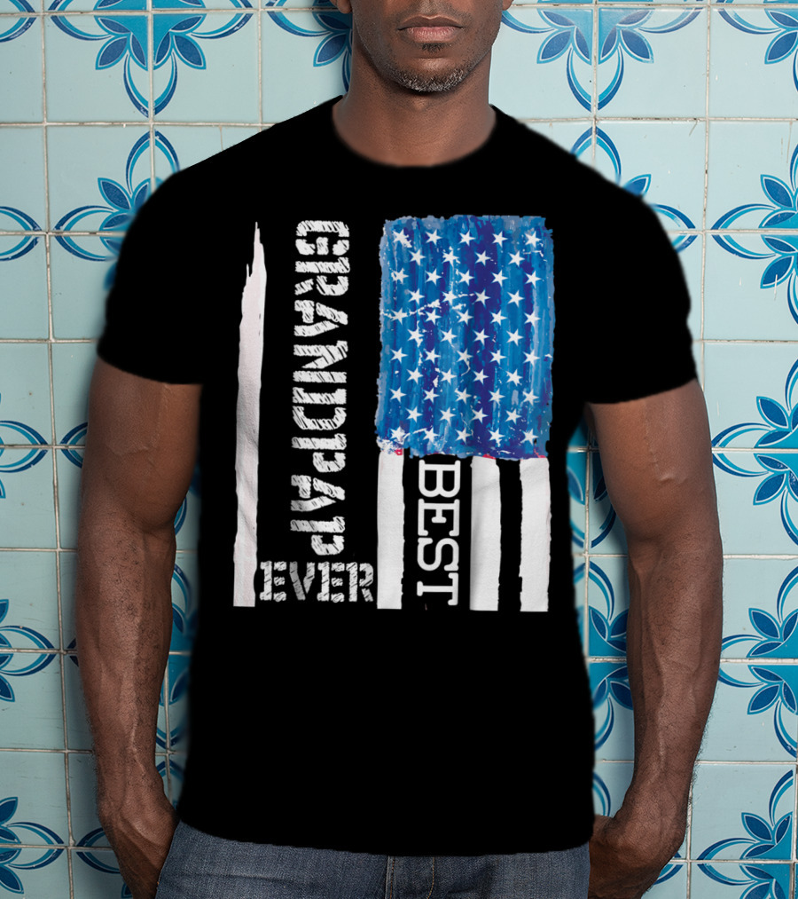 Best Grandpap Ever Distressed American Flag Design 68 T-Shirt