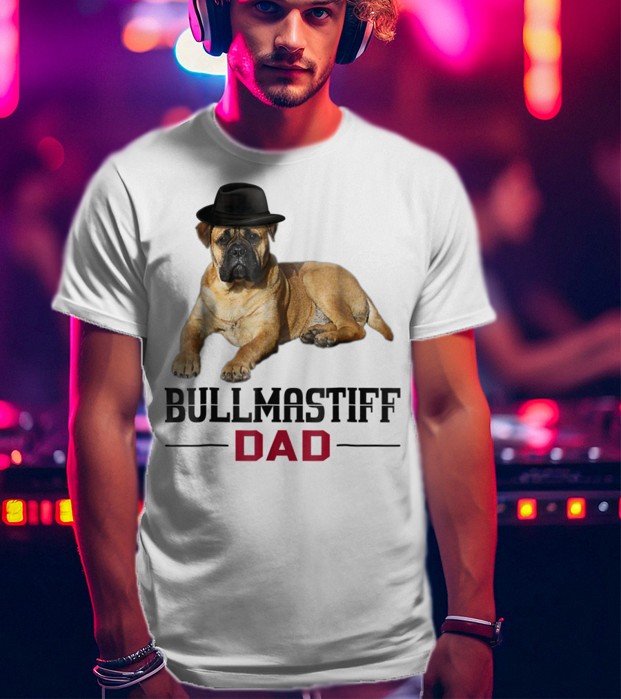 Bullmastiff Dad With Dog Lovers Hat T-Shirt