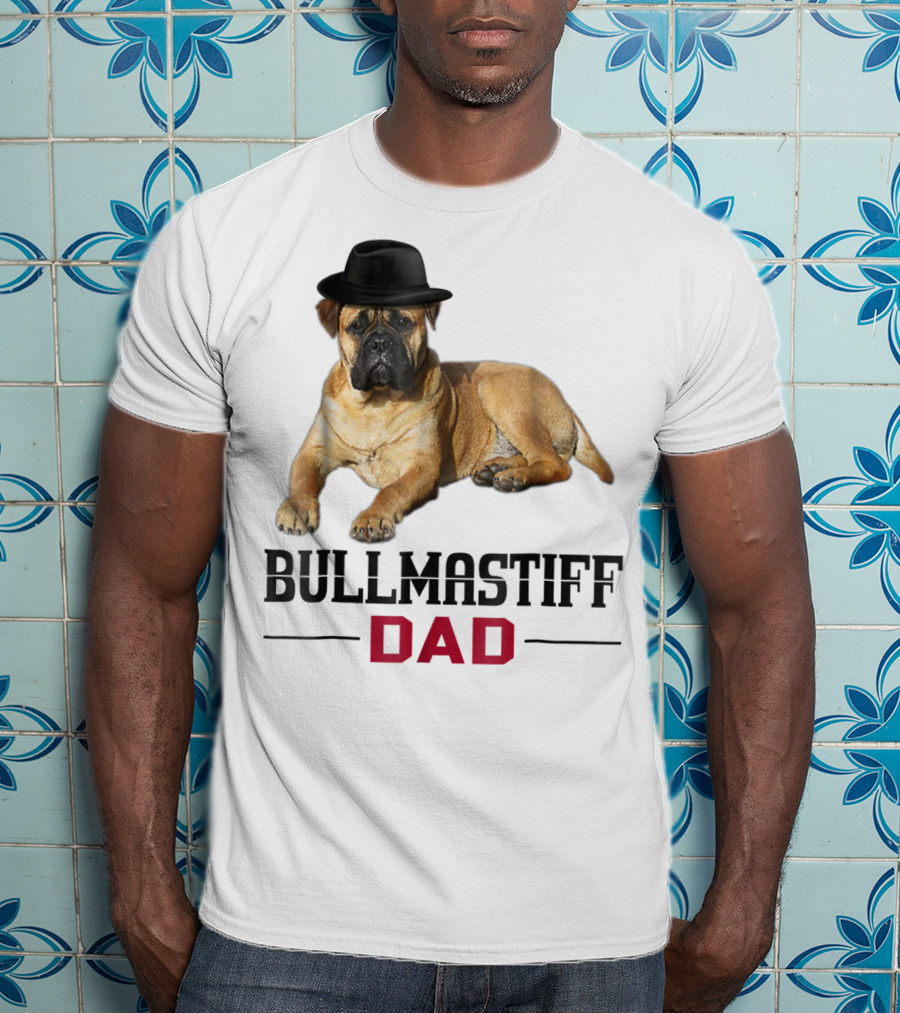 Bullmastiff Dad With Dog Lovers Hat T-Shirt