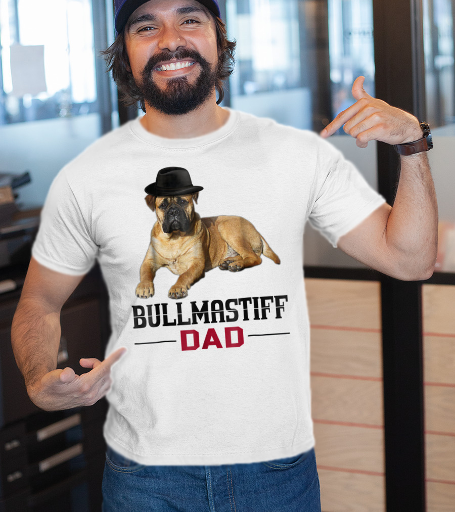 Bullmastiff Dad With Dog Lovers Hat T-Shirt