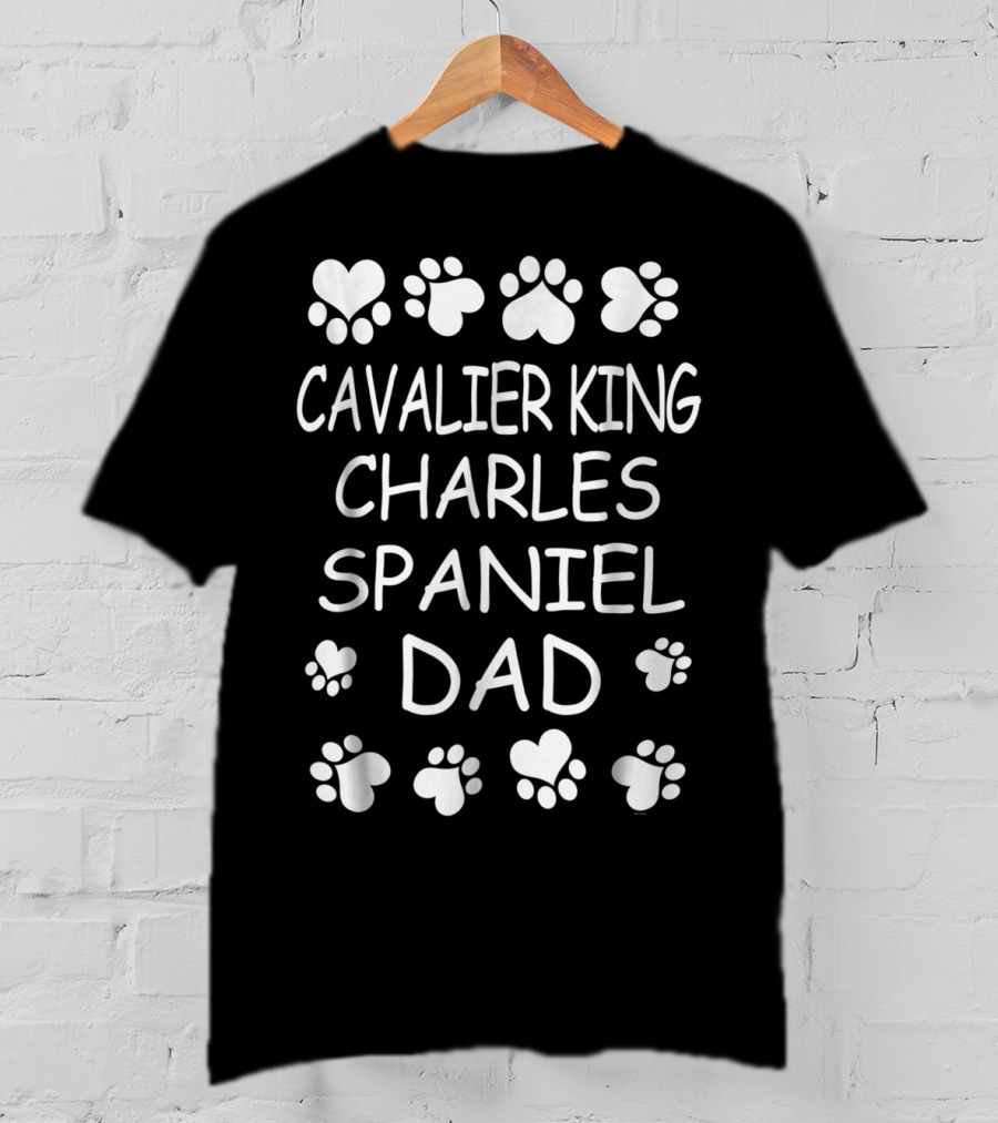 Cavalier King Charles Spaniel Dad Paw Heart Design Christmas Tee96 T-Shirt