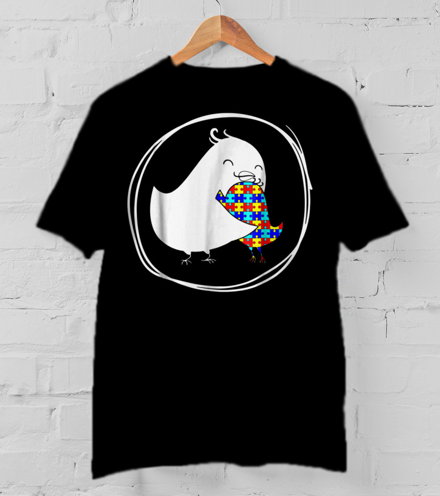 Chicken Embrace Autism Puzzle Pattern Awareness T-Shirt