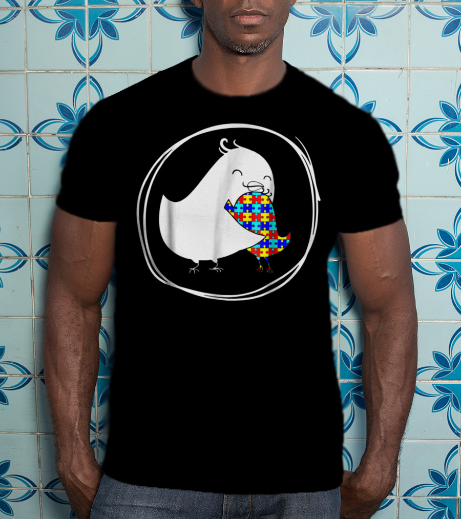Chicken Embrace Autism Puzzle Pattern Awareness T-Shirt