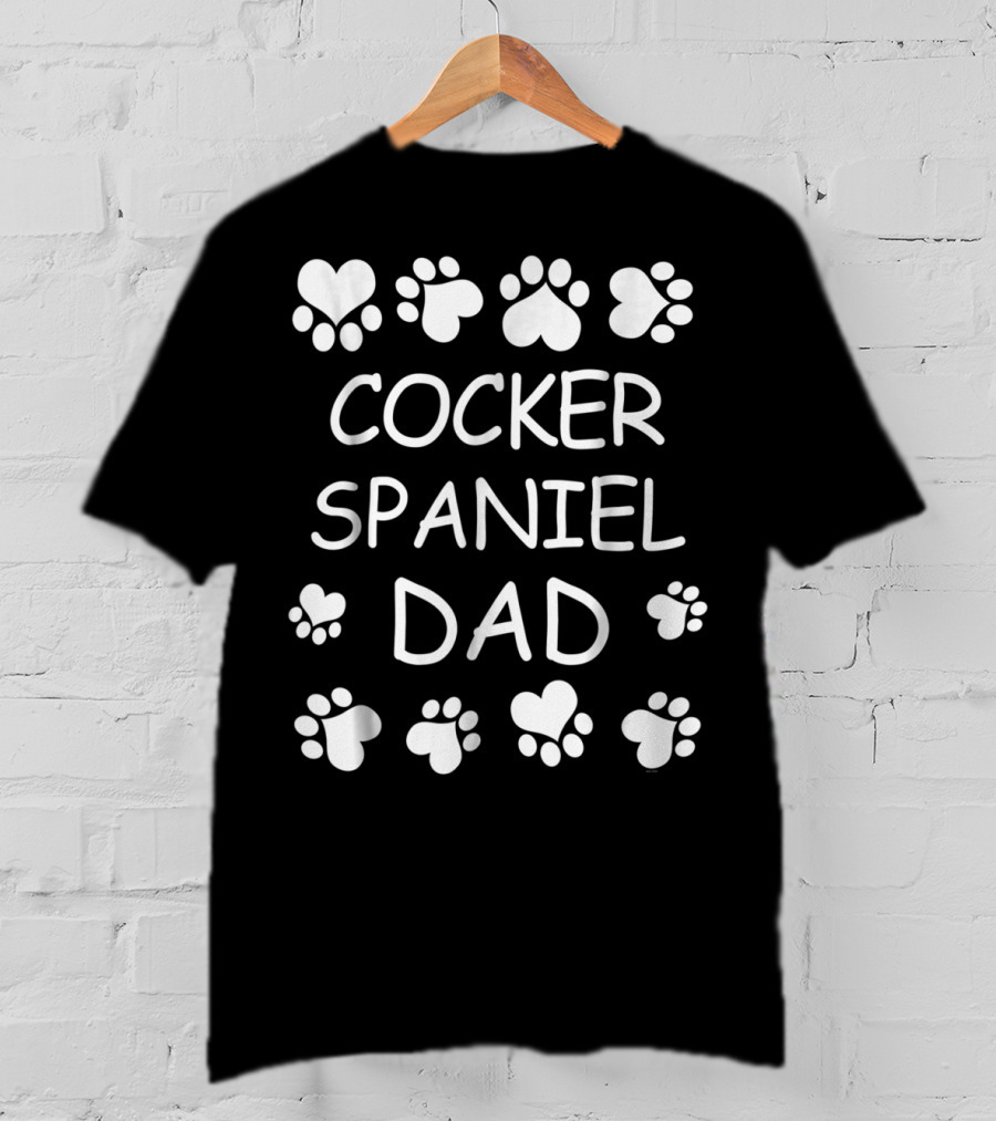Cocker Spaniel Dad Heart Paw Print Christmas Birthday Lover T-Shirt