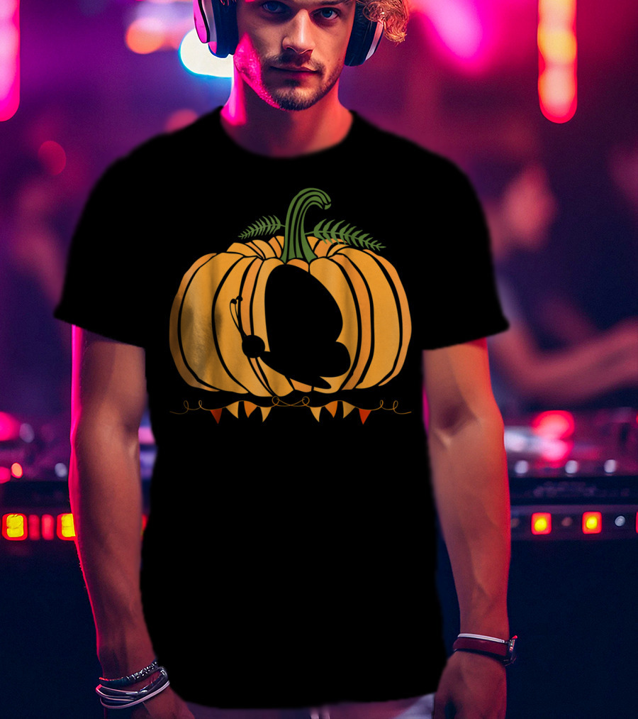 Cool Butterfly And Pumpkin Halloween For Kid Dad Mom T-Shirt