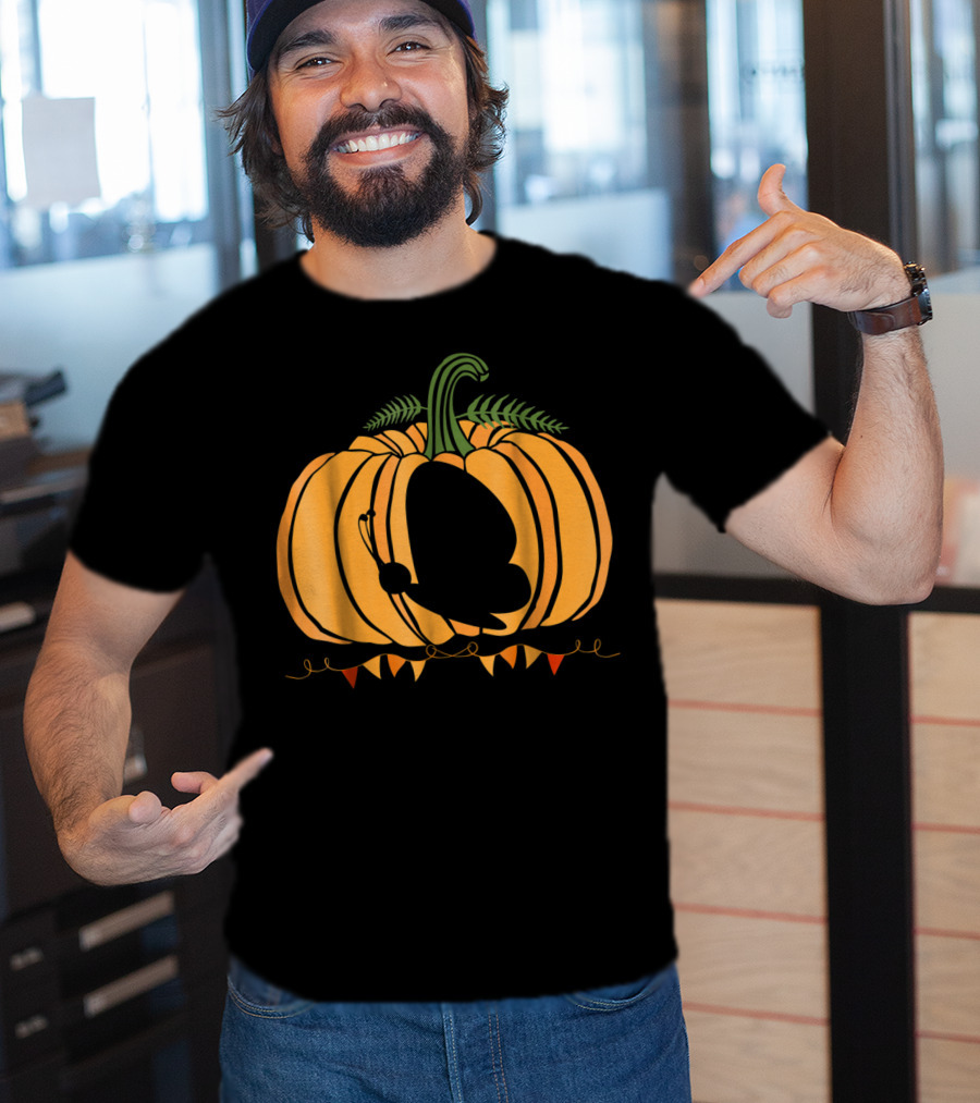 Cool Butterfly And Pumpkin Halloween For Kid Dad Mom T-Shirt
