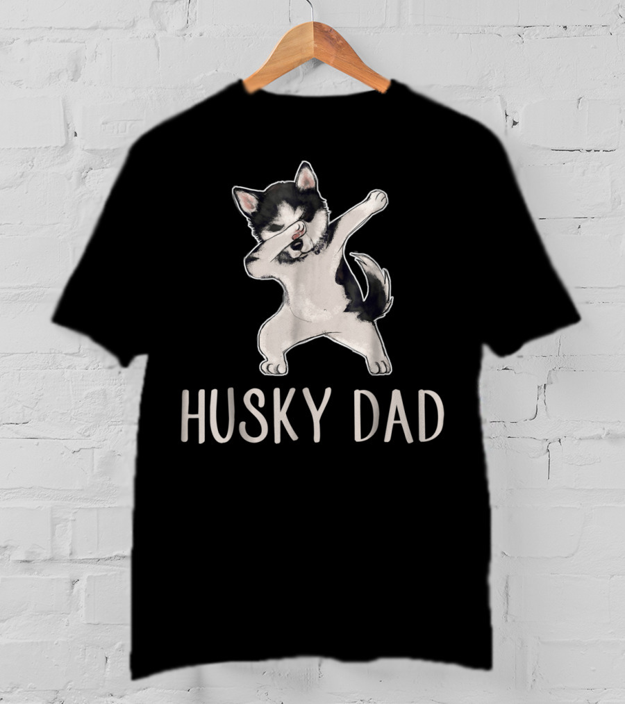Husky Dad Funny Dabbing Cool Husky Dad T-Shirt