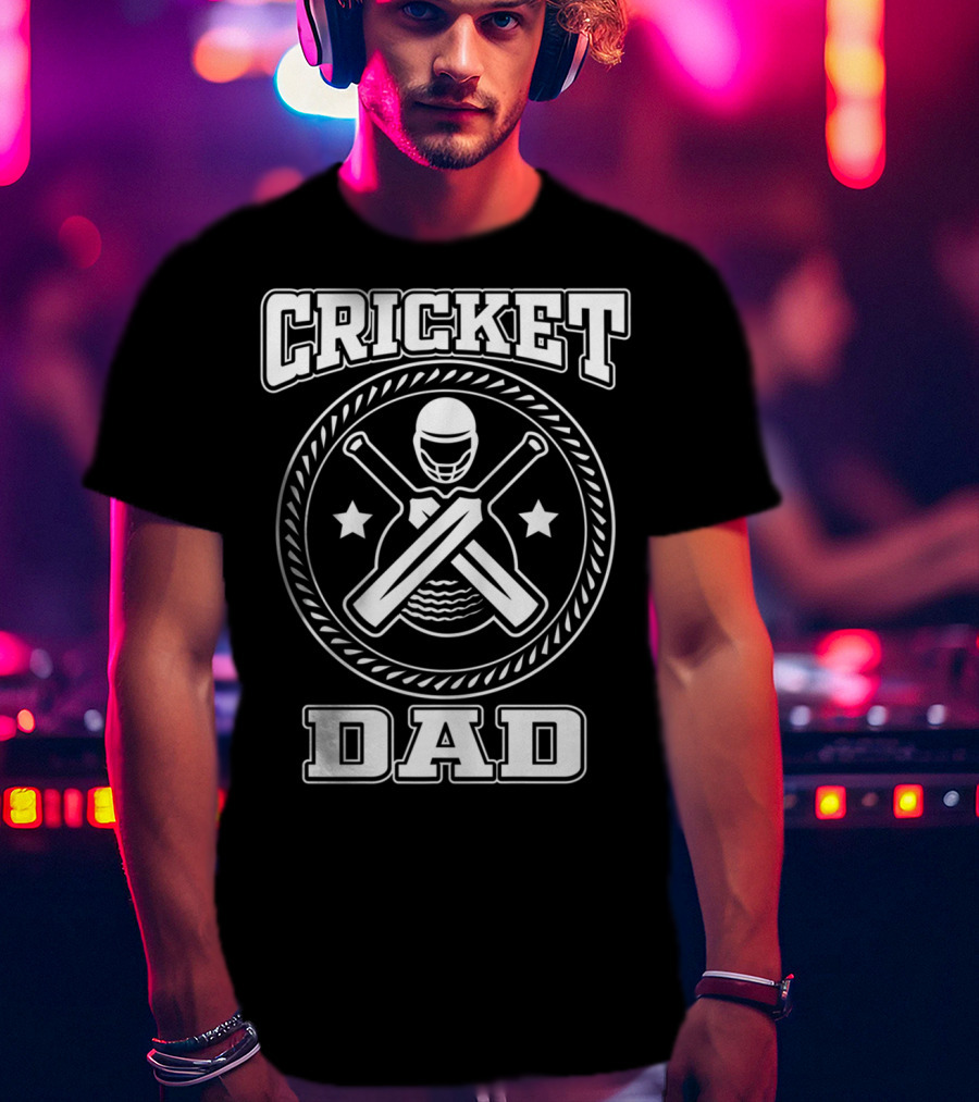 Cricket Dad Sports Bat Ball Team Game T-Shirt