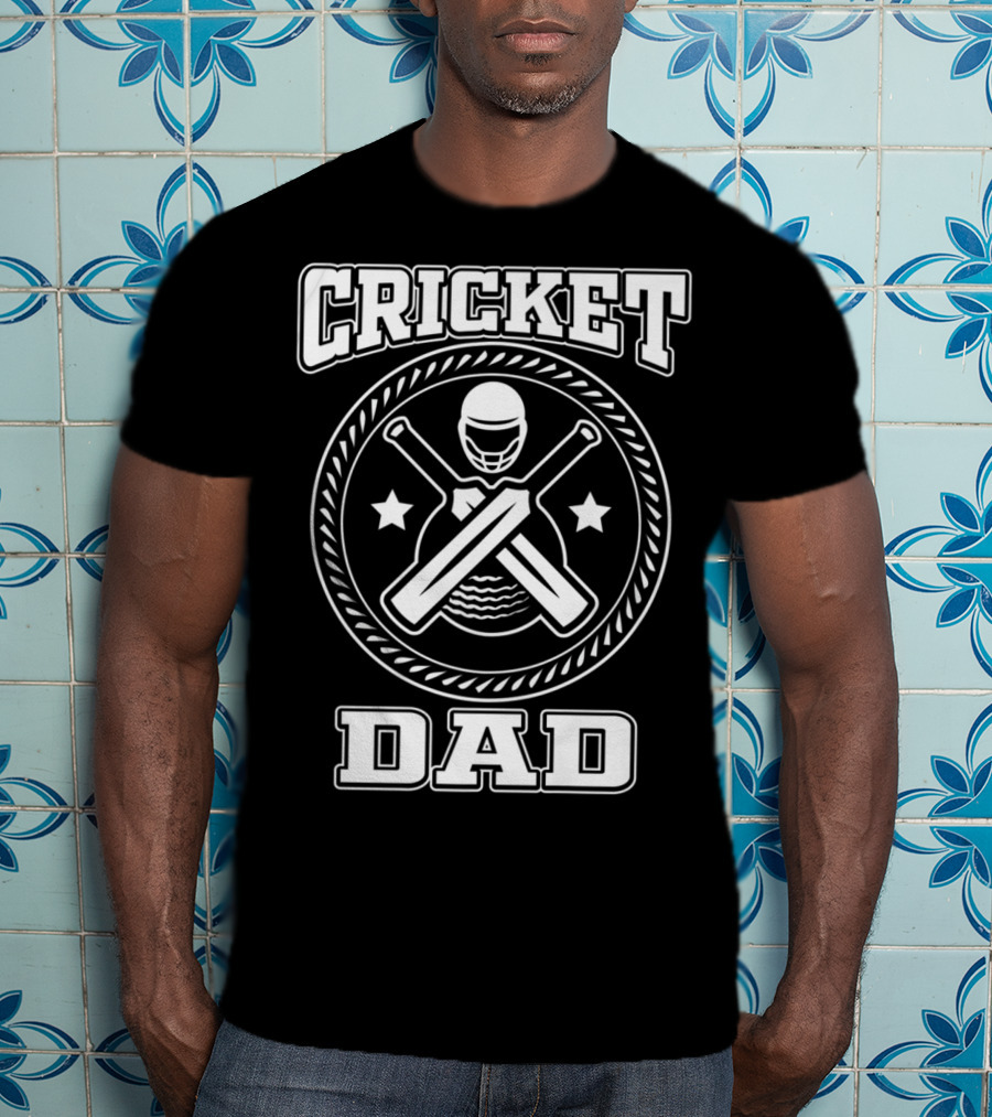 Cricket Dad Sports Bat Ball Team Game T-Shirt