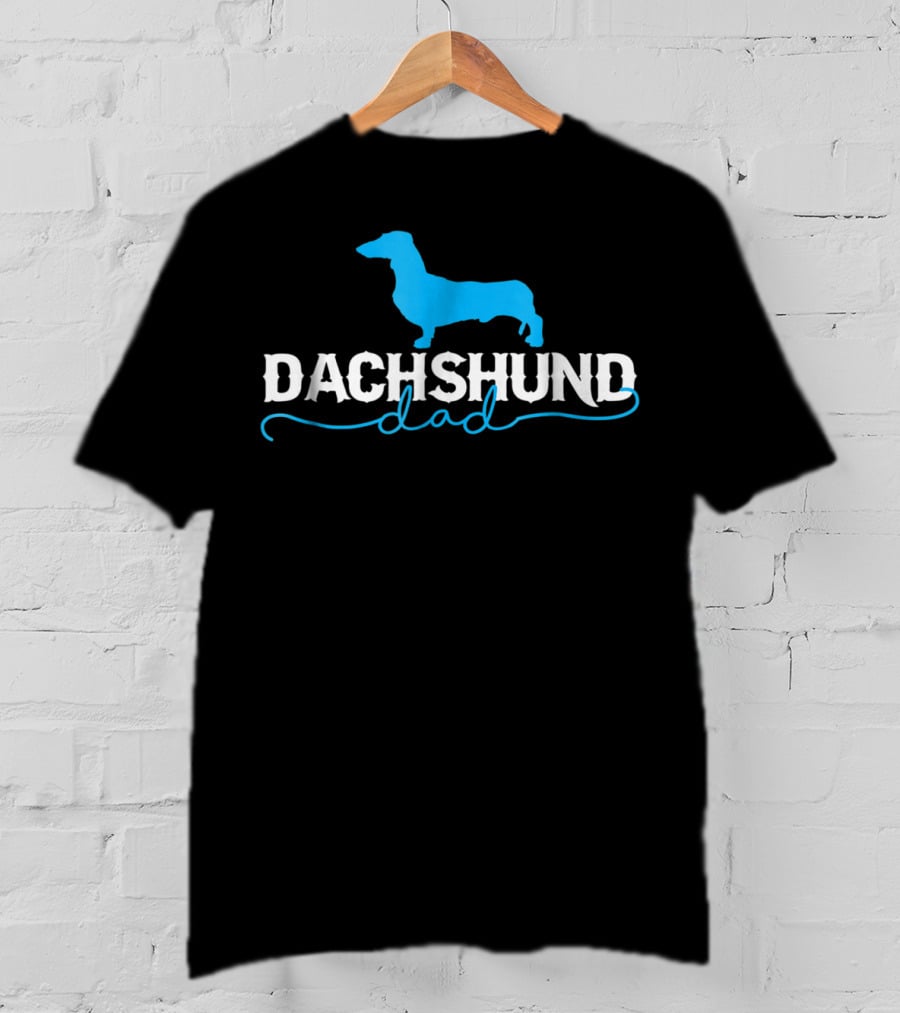 Dachshund Dad With Blue T-Shirt