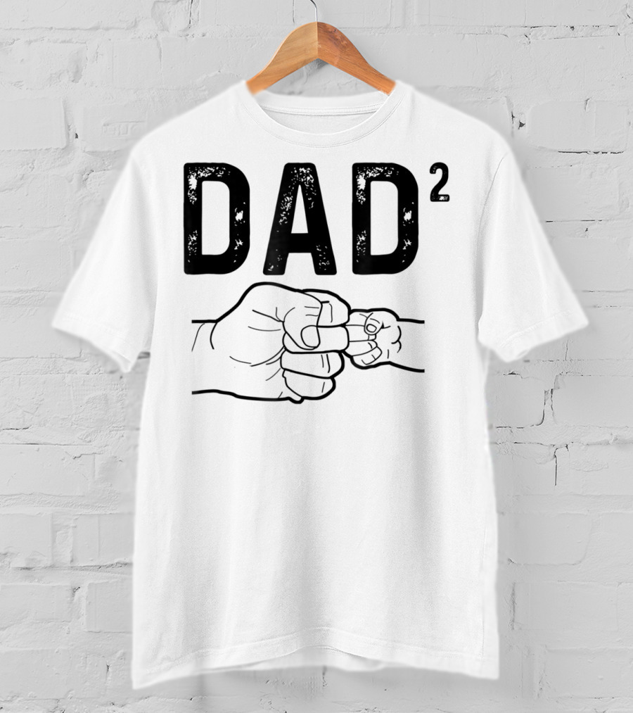 Dad Squared Fist Bump Baby Announcement T-Shirt
