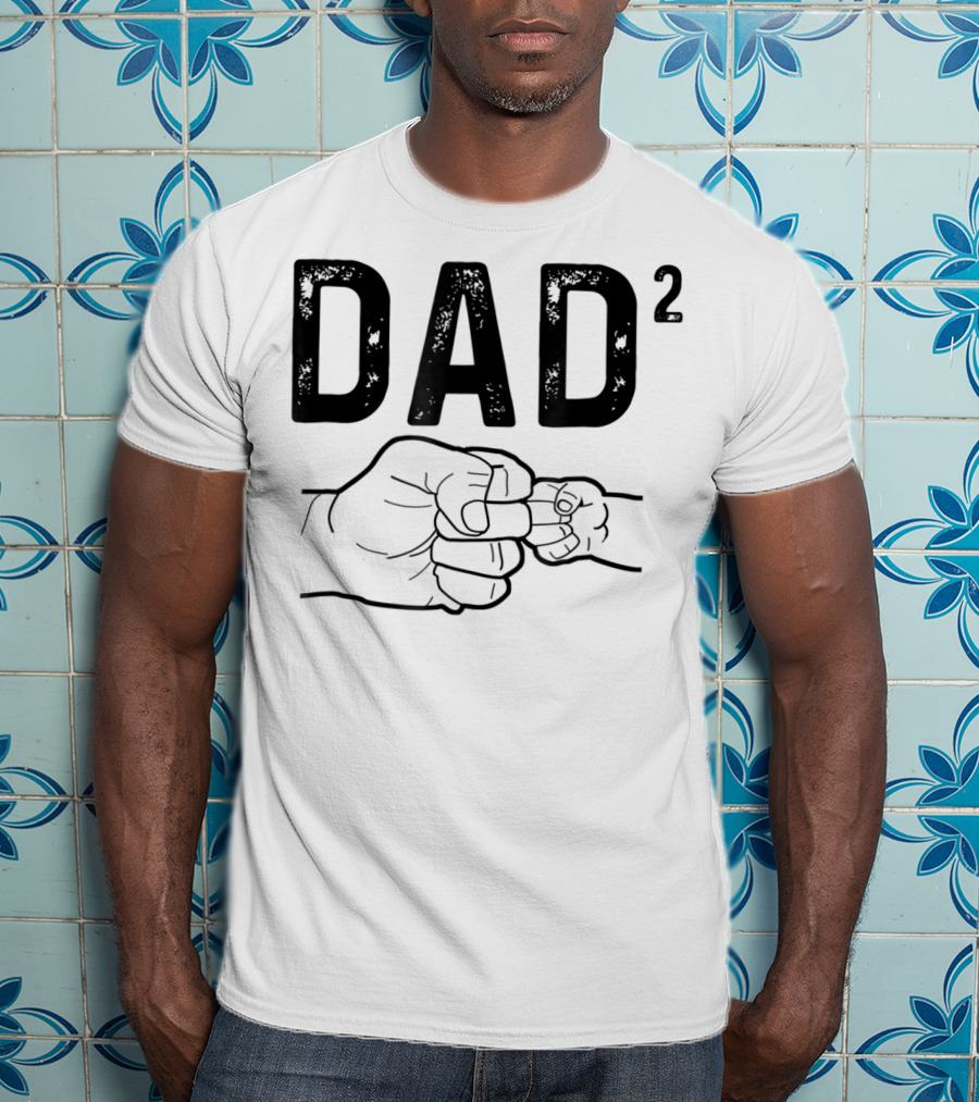 Dad Squared Fist Bump Baby Announcement T-Shirt
