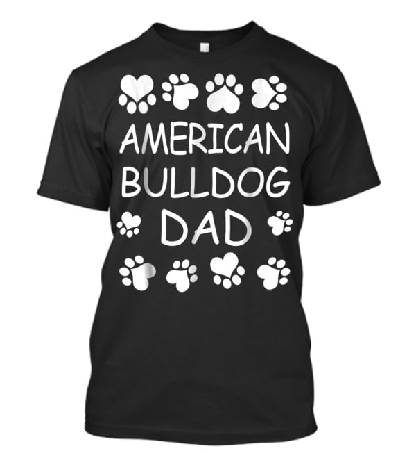 American Bulldog Dad Paw Heart Lover T-Shirt