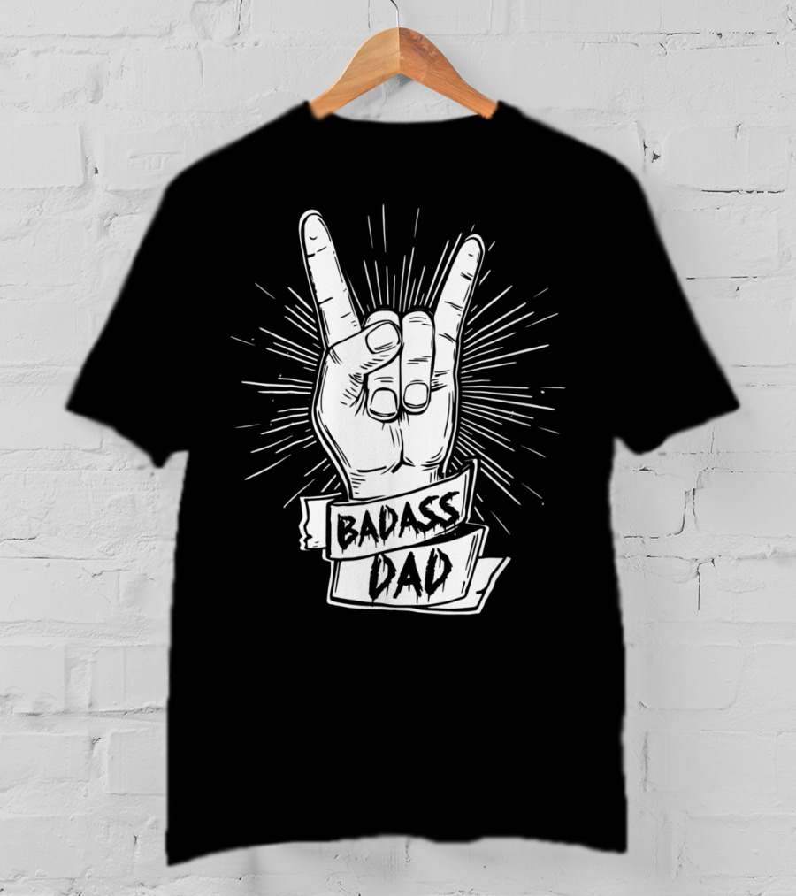 Badass Dad Father And Son Rock Hand Symbol Matching17 T-Shirt