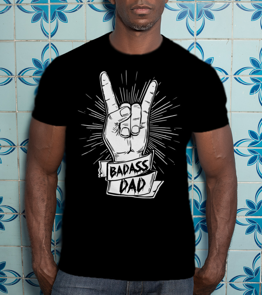 Badass Dad Father And Son Rock Hand Symbol Matching17 T-Shirt