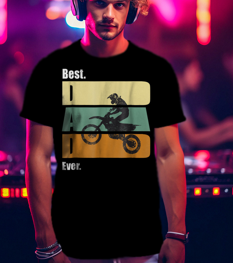 Best Motocross Dad Ever Funny For Fathers Retro Motorcycle Rider T-Shirt