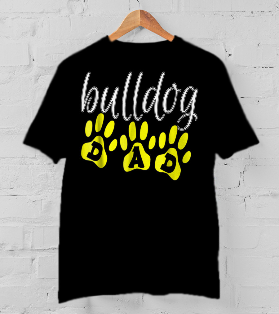 Bulldog Dad Paw Print Cute Puppy Lover T-Shirt