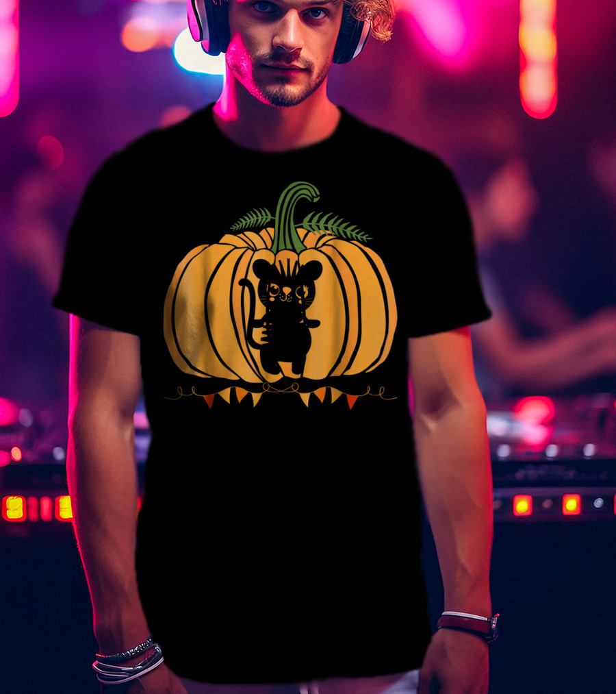 Cool Cat Halloween Pumpkin Dad Mom With Cute Cat Inside Pumpkin T-Shirt