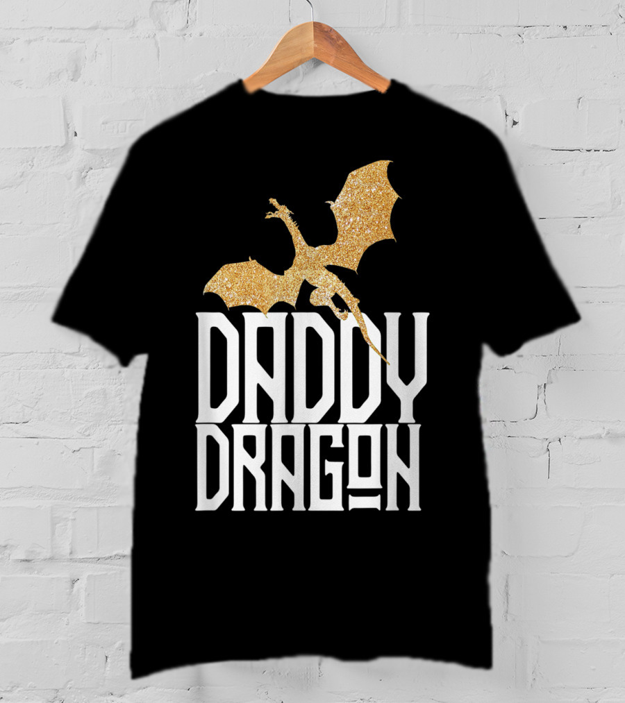 Daddy Dragon Gold Matching Family Tribe Dad Father Dragon T-Shirt