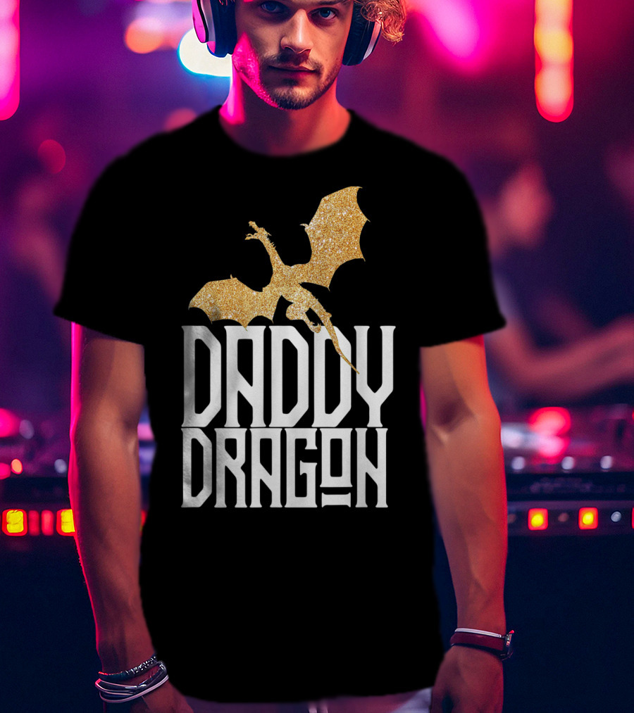 Daddy Dragon Gold Matching Family Tribe Dad Father Dragon T-Shirt