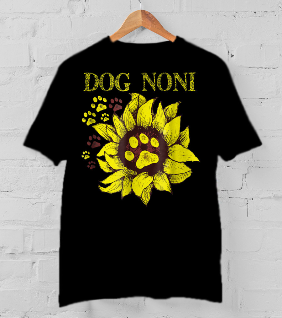 Dog Noni Sunflower Paw Prints T-Shirt