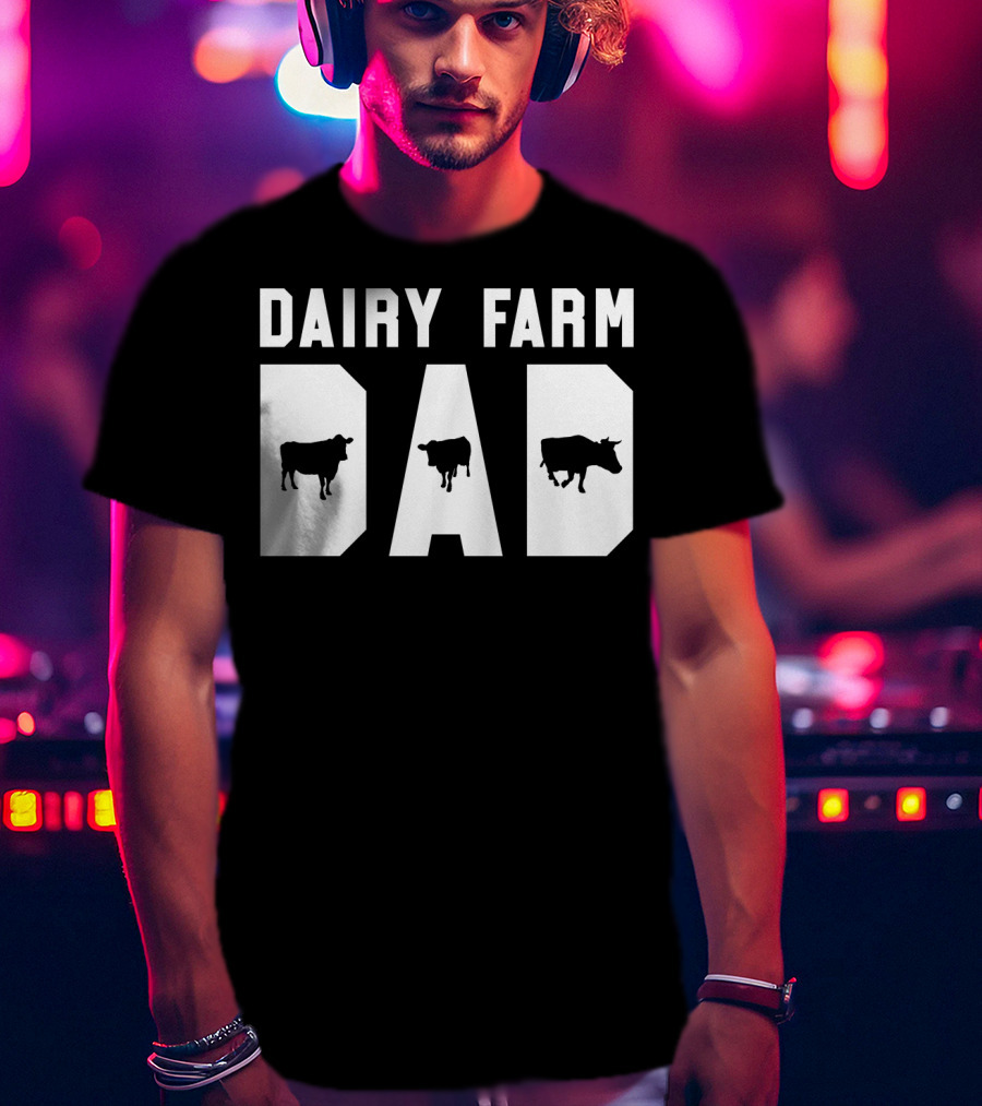 Dairy Farm Dad Funny Mens Cow Black12 T-Shirt
