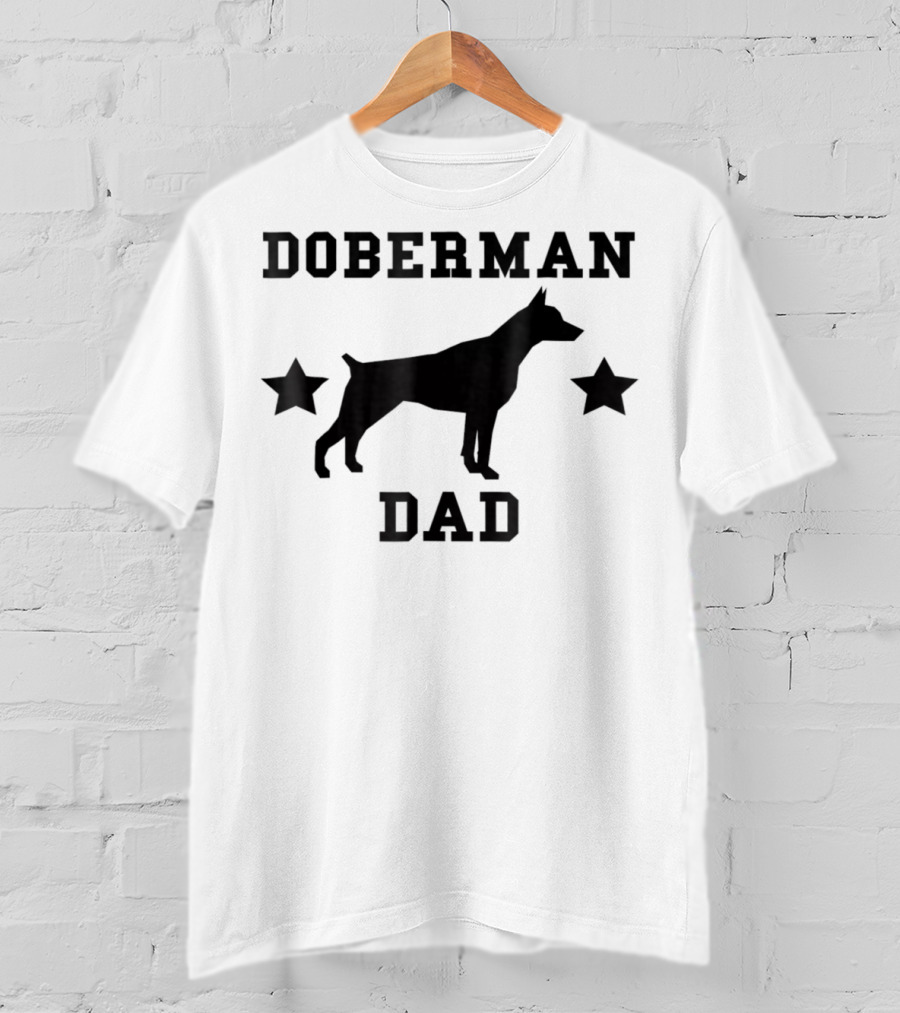 DOBERMAN DAD Dog Silhouette With Stars T-Shirt