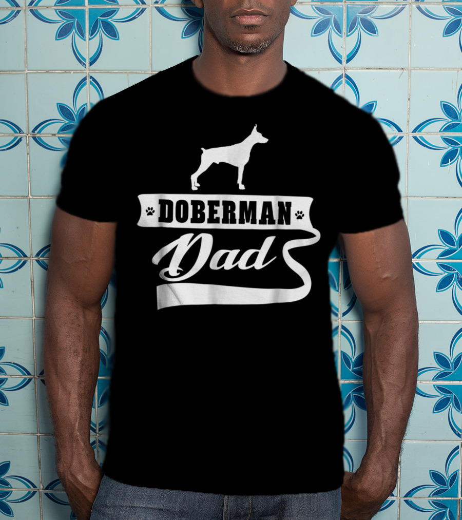 Doberman Dad Dog Mens Animal Paw Prints T-Shirt