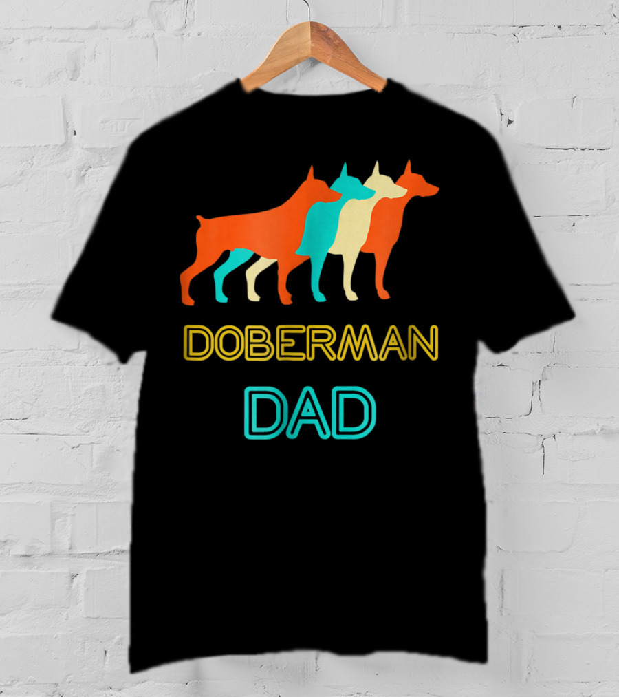 Doberman Dad Retro Colorful Silhouette Trio T-Shirt