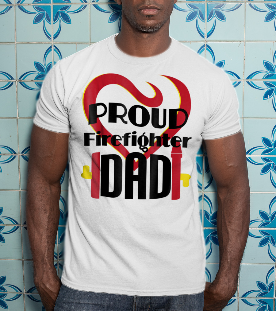 Proud Firefighter Dad Heart Captain Pride T-Shirt
